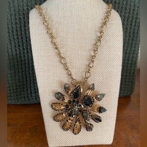 Erickson Beamon Gold and Black Flower Necklace